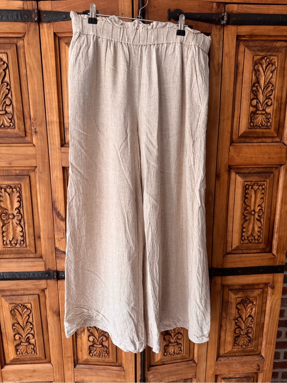 LOFT Light Beige Wide-Leg Pants